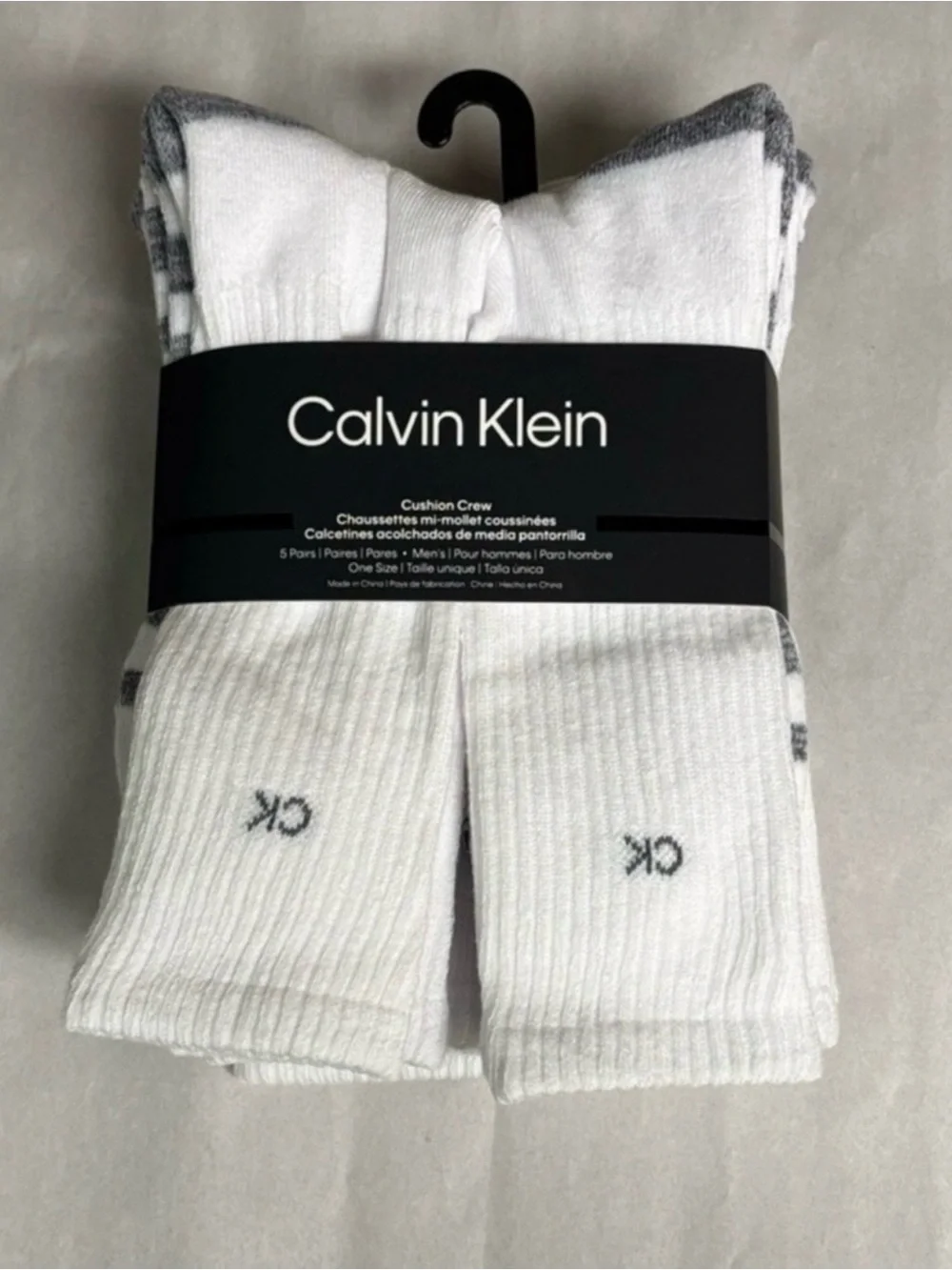 New Calvin Klein Socks Men’s 5 Pair Cushion Crew White Casual Preppy Activewear